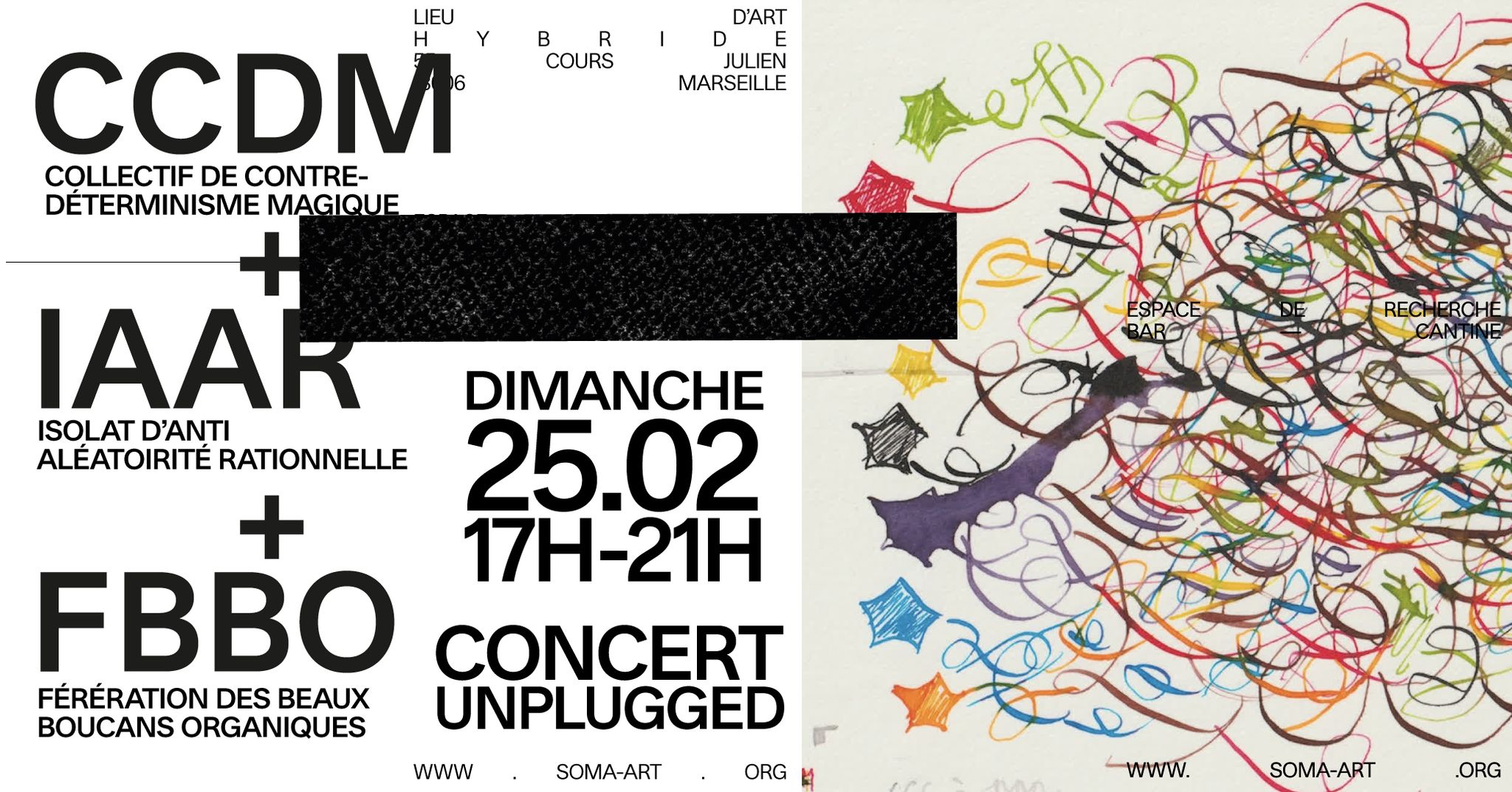 Flyer d'un concert de l'Isolat d’Anti Aléatoirité Rationnelle à SOMA